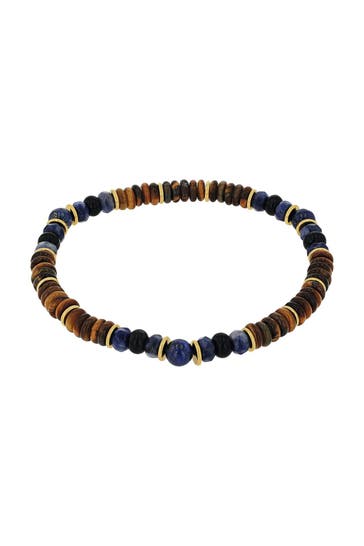 AMOR Armband für Herren, Edelstahl, Lapis, Schmuckstein synth., Achat, Tigerauge