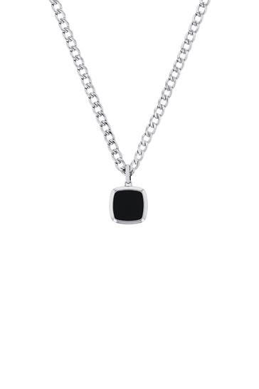 AMOR Kette mit Anhänger für Herren, Edelstahl, Achat
