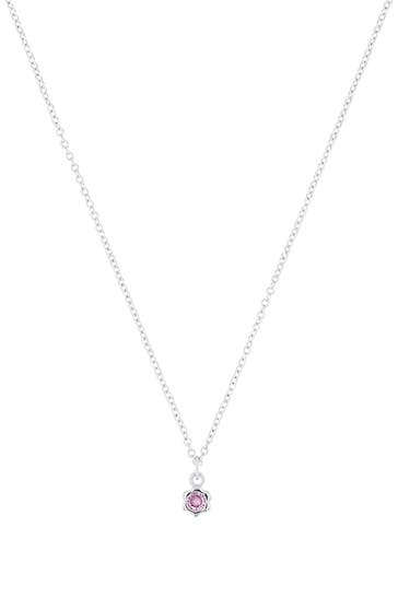 PRINZESSIN LILLIFEE Kette mit Anhänger für Mädchen, 925 Sterling Silber, Zirkonia synth. | Geburtsstein