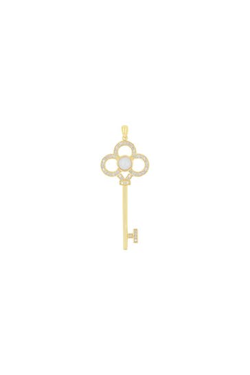 AMOR Motivanhänger für Damen, 925 Sterling Silber, Zirkonia synth., Opal | Schlüssel