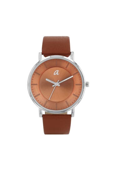 AMOR Quarzuhr für Damen und Herren, Unisex IP Gold | Apfelleder