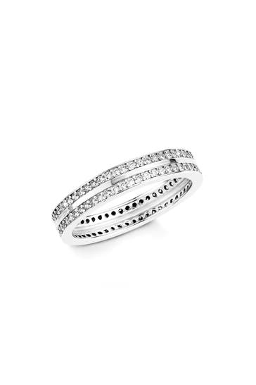 AMOR Ring für Damen, 925 Sterling Silber, Zirkonia synth.