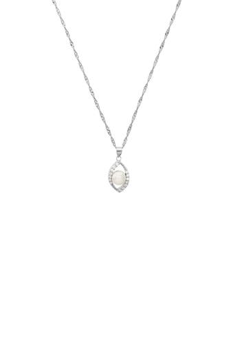 AMOR Kette für Damen, 925 Sterling Silber, Zirkonia synth., Süßwasserzuchtperle Silber