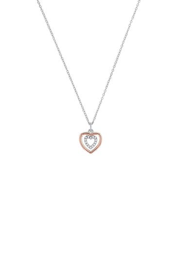 AMOR Kette mit Anhänger für Damen, 925 Sterling Silber, Zirkonia synth. | Herz