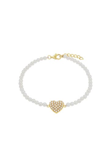 AMOR Armband für Damen, 925 Sterling Silber, Glasperle | Herz Gold