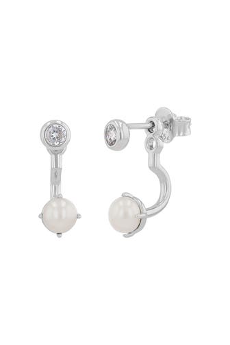 NOELANI Ohrstecker für Damen, 925 Sterling Silber, Zirkonia synth., Süßwasserzuchtperle