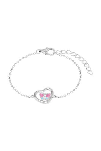 PRINZESSIN LILLIFEE Armband für Mädchen, 925 Sterling Silber, Zirkonia synth. | Herz/Schmetterling
