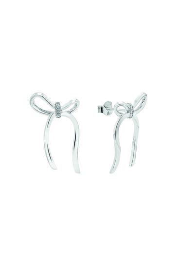 AMOR Ohrringe für Damen, 925 Sterling Silber, Zirkonia synth. | Schleife Silber