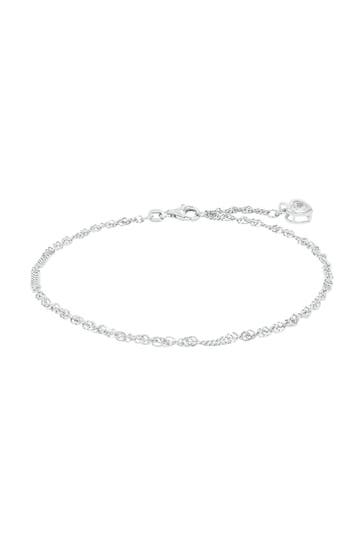 AMOR Fußkette für Damen, 925 Sterling Silber, Zirkonia synth. | Herz