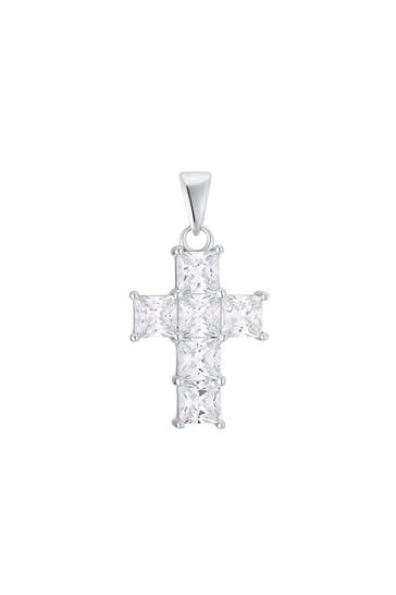 AMOR Motivanhänger für Damen, 925 Sterling Silber, Zirkonia synth. | Kreuz
