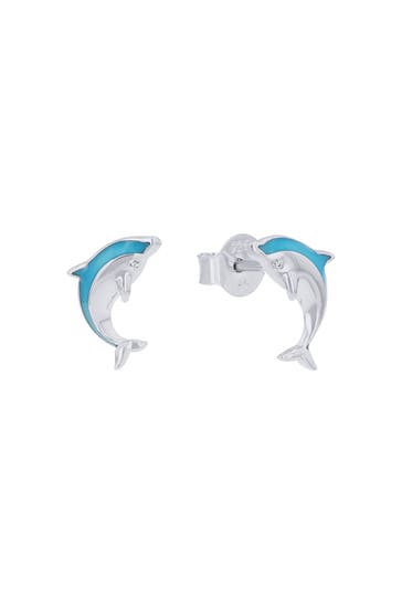 PRINZESSIN LILLIFEE Ohrstecker für Mädchen, 925 Sterling Silber, Zirkonia synth. | Delphin