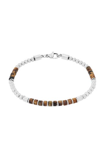 AMOR Armband für Herren, Edelstahl, Tigerauge