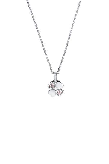 AMOR Kette mit Anhänger für Mädchen, 925 Sterling Silber, Zirkonia synth. | Kleeblatt