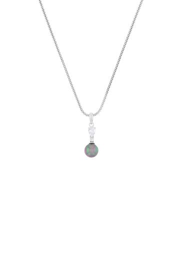 AMOR Kette mit Anhänger für Damen, 925 Sterling Silber, Zirkonia synth., Muschelkernperle
