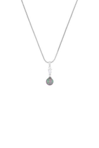 AMOR Kette mit Anhänger für Damen, 925 Sterling Silber, Zirkonia synth., Muschelkernperle