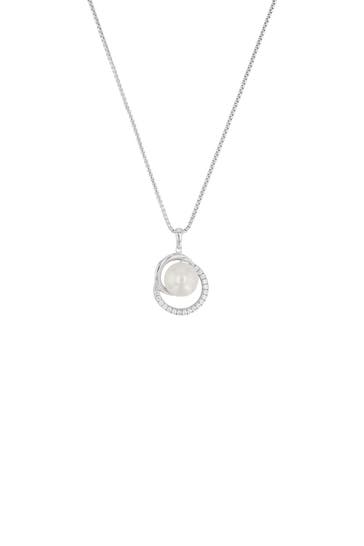 JOOP! Kette mit Anhänger für Damen, 925 Sterling Silber, Zirkonia synth., Süßwasserzuchtperle