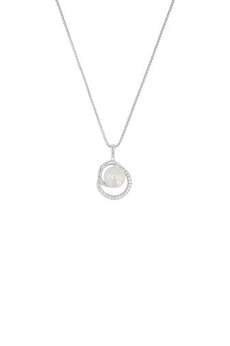 JOOP! Kette mit Anhänger für Damen, 925 Sterling Silber, Zirkonia synth., Süßwasserzuchtperle