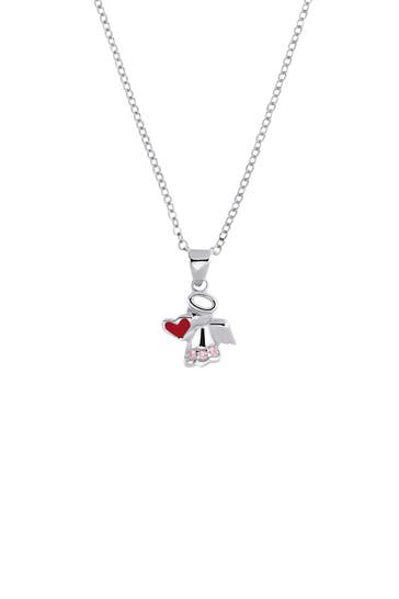 AMOR Kette mit Anhänger für Mädchen, 925 Sterling Silber, Zirkonia synth. | Engel/Herz
