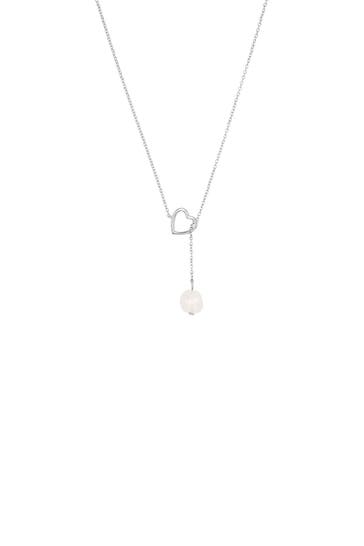 AMOR Kette für Damen, 925 Sterling Silber, Süßwasserzuchtperle | Herz Silber
