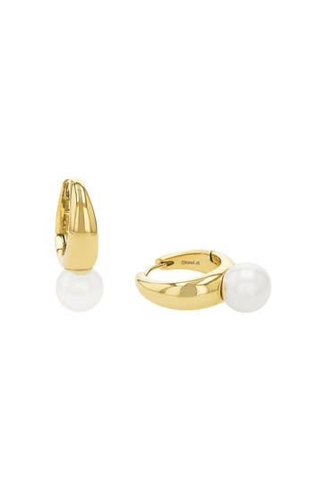 AMOR Ohrringe für Damen, Edelstahl, Muschelkernperle gold