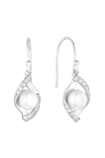 AMOR Ohrhänger für Damen, 925 Sterling Silber, Zirkonia synth., Süßwasserzuchtperle