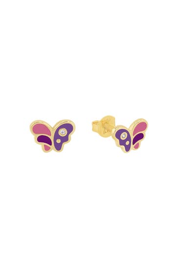 PRINZESSIN LILLIFEE Ohrstecker für Mädchen, 925 Sterling Silber, Zirkonia synth. | Schmetterling