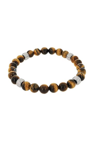 AMOR Armband für Herren, Edelstahl, Tigerauge