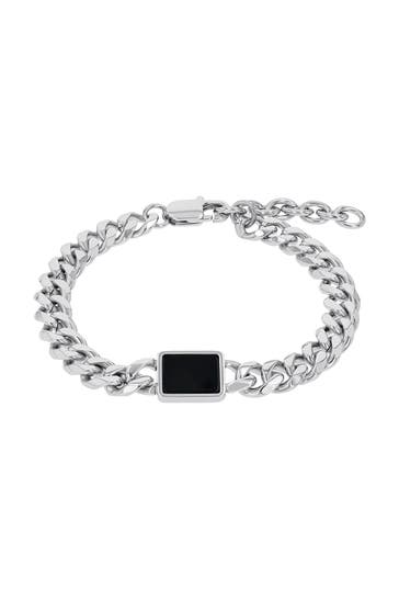 AMOR Armband für Herren, Edelstahl, Achat