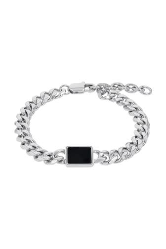 AMOR Armband für Herren, Edelstahl, Achat