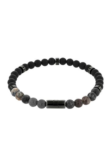 JOOP! Armband für Herren, Edelstahl, Achat, Linienstein