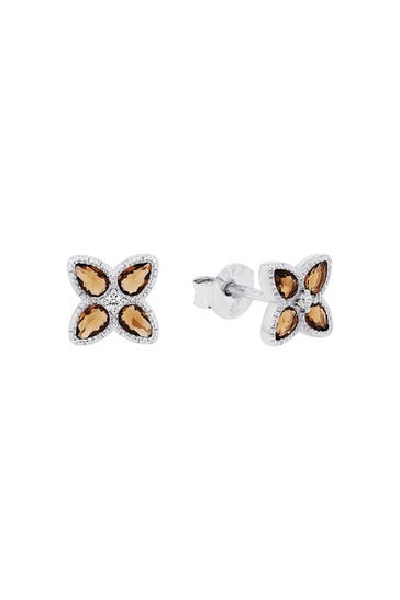 AMOR Ohrstecker für Damen, Sterling Silber 925, Glas und Zirkonia | Kleeblatt