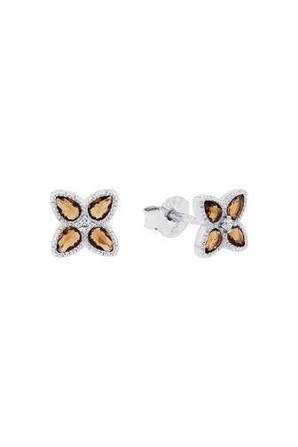 AMOR Ohrstecker für Damen, Sterling Silber 925, Glas und Zirkonia | Kleeblatt