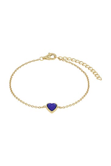 AMOR Armband für Damen, Sterling Silber 925, Lapis | Herz Gold