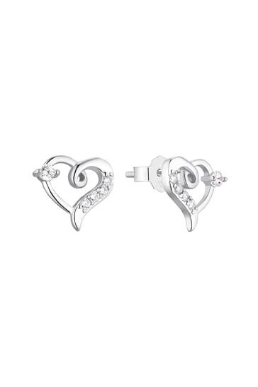 AMOR Ohrstecker für Damen, 925 Sterling Silber, Zirkonia synth. | Herz