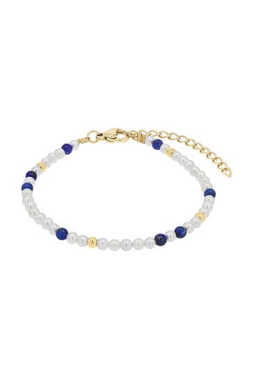 AMOR Armband für Damen, Edelstahl, Muschelkernperle, Tigerauge Gold