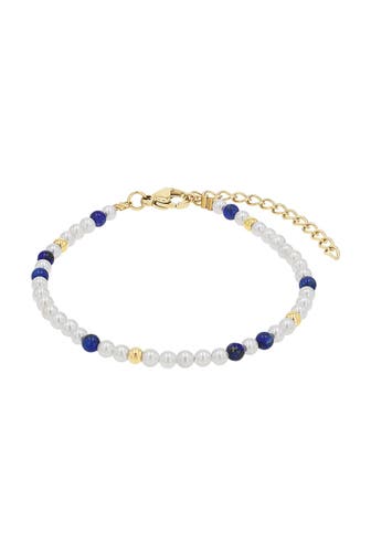 AMOR Armband für Damen, Edelstahl, Muschelkernperle, Tigerauge Gold