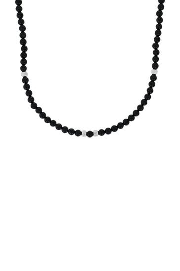 AMOR Halskette für Herren, Edelstahl, Achat