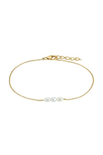 AMOR Armband für Damen, 925 Sterling Silber, Süßwasserzuchtperle Gold