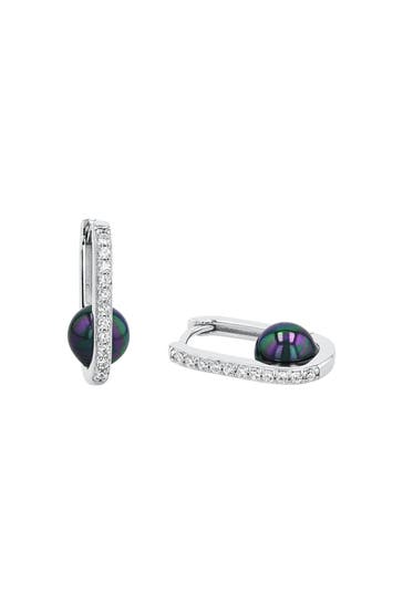 AMOR Ohrringe für Damen, 925 Sterling Silber, Zirkonia synth., Muschelkernperle Silber