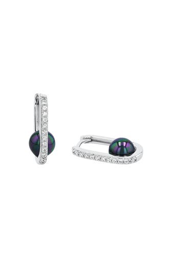 AMOR Ohrringe für Damen, 925 Sterling Silber, Zirkonia synth., Muschelkernperle Silber