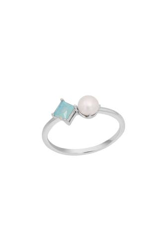 NOELANI Ring für Damen, 925 Sterling Silber, Schmuckstein synth., Süßwasserzuchtperle