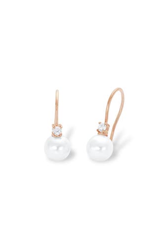 AMOR Ohrringe für Damen, 925 Sterling Silber, Zirkonia synth., Wachsperle Roségold