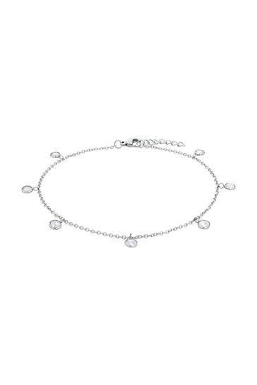 AMOR Fußkette für Damen, Edelstahl, Zirkonia synth.