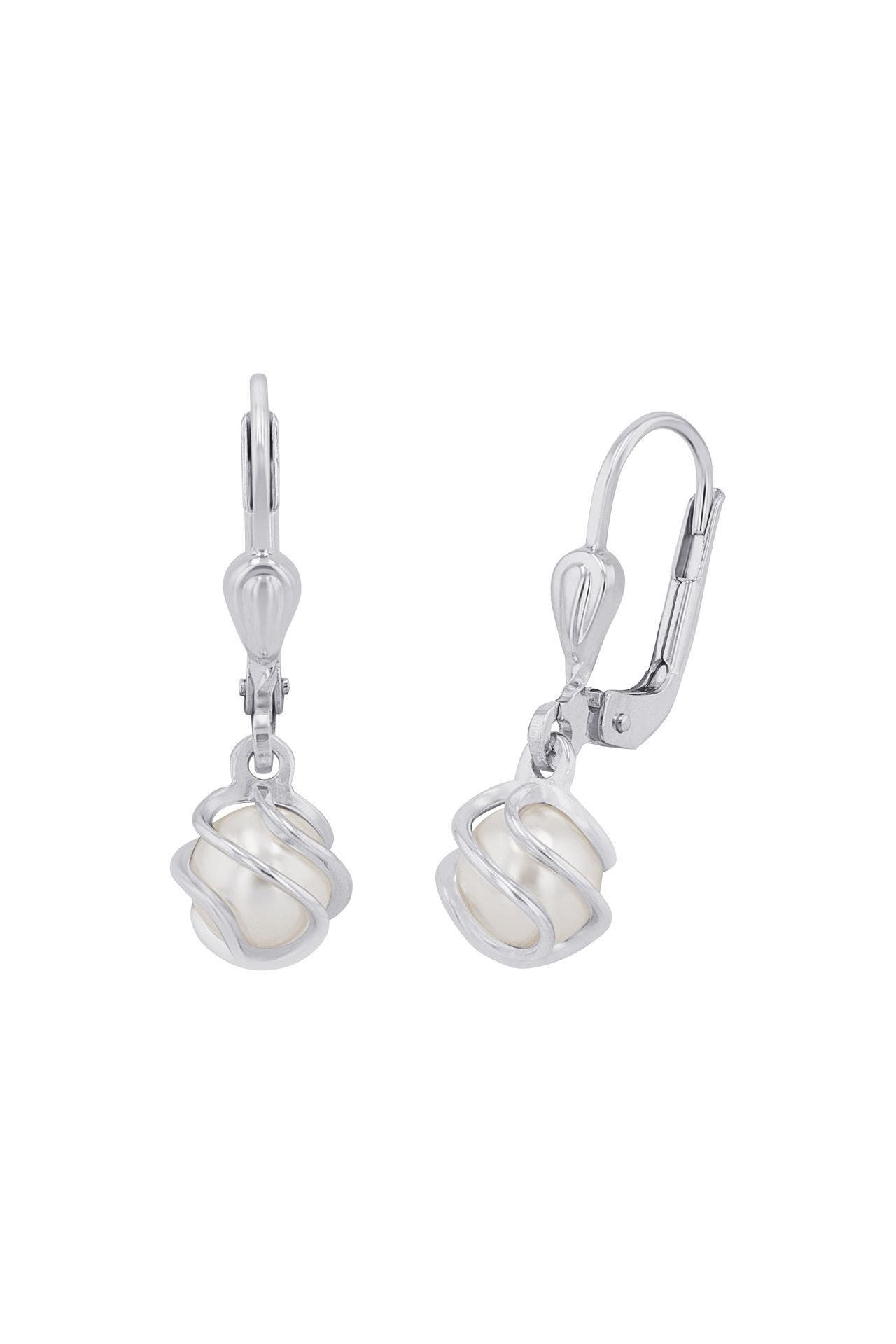 AMOR Ohrringe für Damen, 925 Sterling Silber, Wachsperle Silber, Bild 1