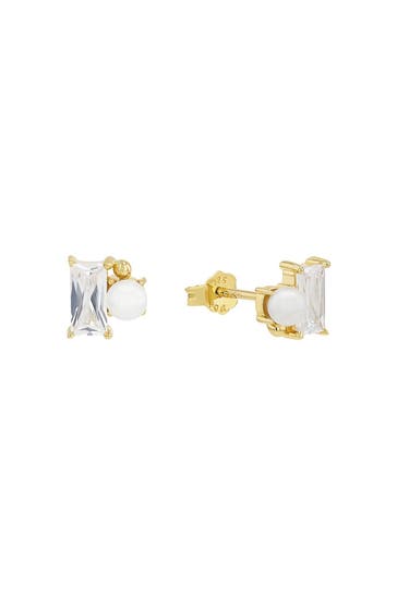 AMOR Ohrringe für Damen, Sterling Silber 925, Glasperle, Zirkonia Gold