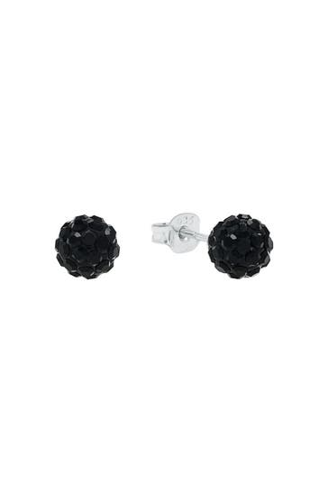 AMOR Ohrringe für Damen, 925 Sterling Silber, Kristallglas Schwarz