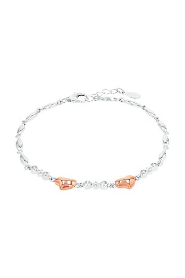 AMOR Armband für Damen, 925 Sterling Silber, Zirkonia synth. | Herz Bicolor