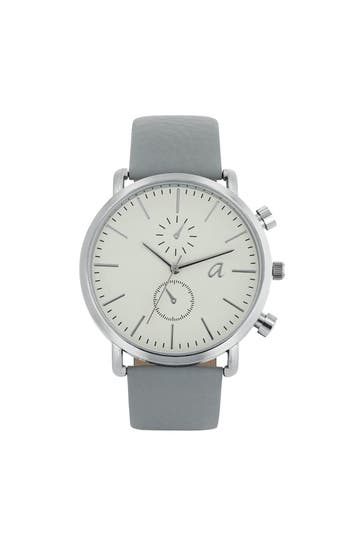 AMOR Quarzuhr für Damen und Herren, Unisex IP Silber | Apfelleder