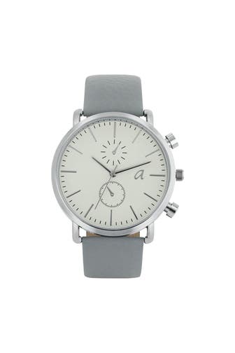 AMOR Quarzuhr für Damen und Herren, Unisex IP Silber | Apfelleder
