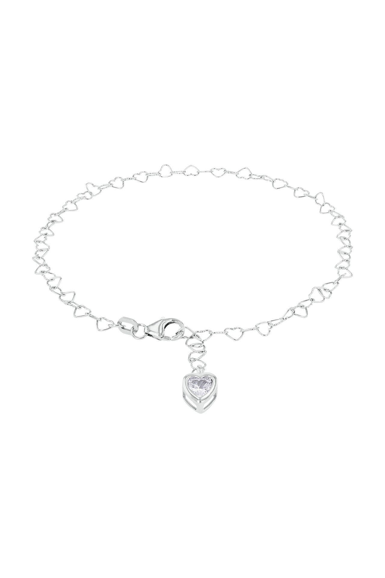 AMOR Fußkette für Damen, 925 Sterling Silber, Zirkonia synth. | Herz, Bild 1